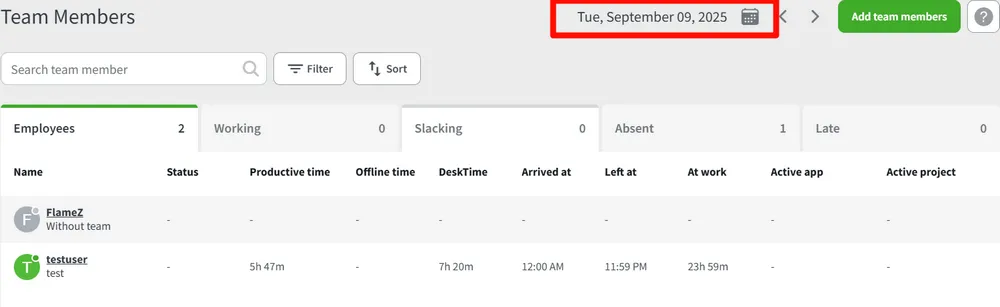 Desktime Team Members