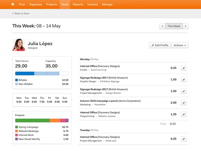 time tracking software: Harvest