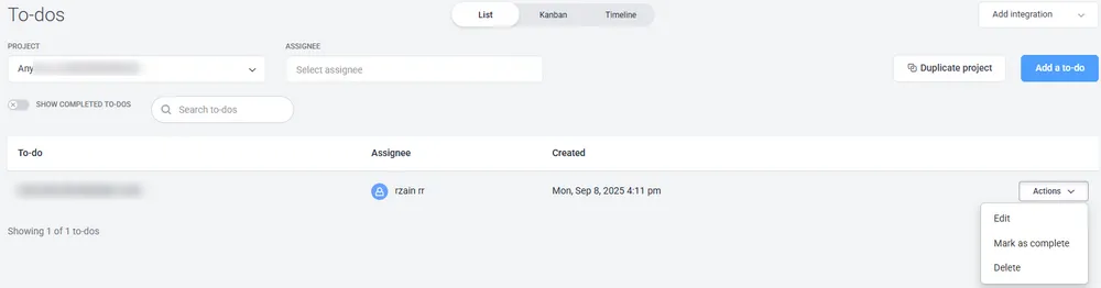 Hubstaff To-dos Project Management