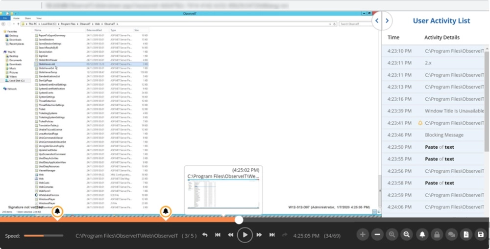 observeit session player