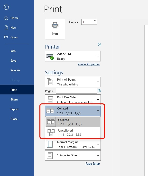 What is Collate Printing