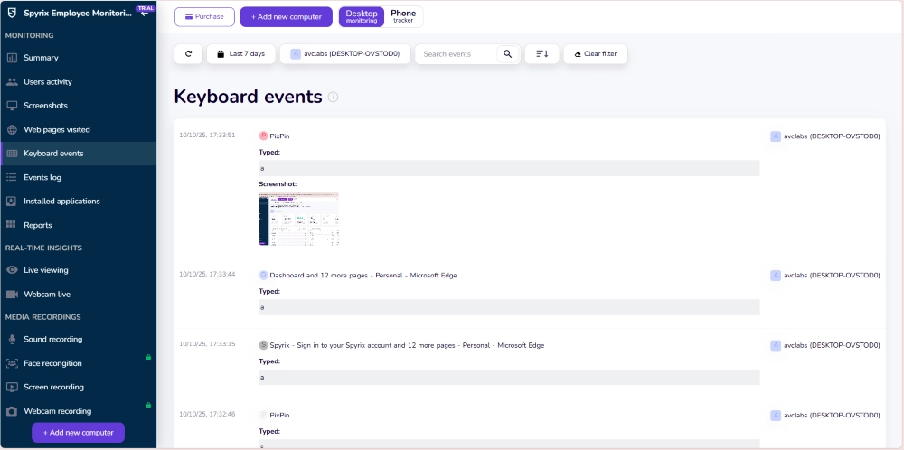 spyrix keyboard events