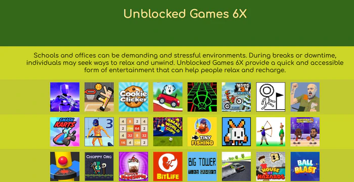 Unblocked Games 6x - top game site not blocked by school in 2026