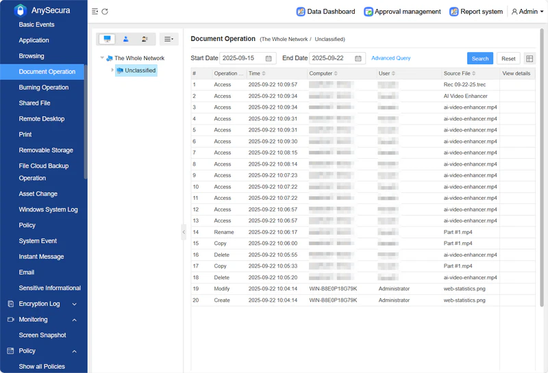 anysecura web document operation