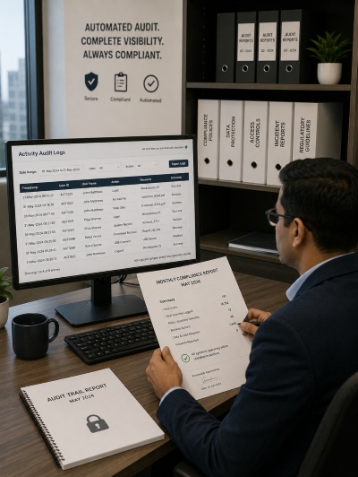 Automated audit logs and compliance reporting without dedicated monitoring staff