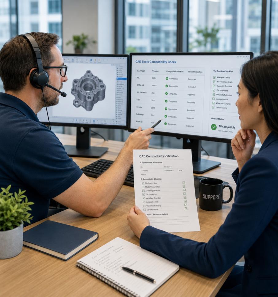 AnySecura customer support team ready to assist with CAD file security implementation