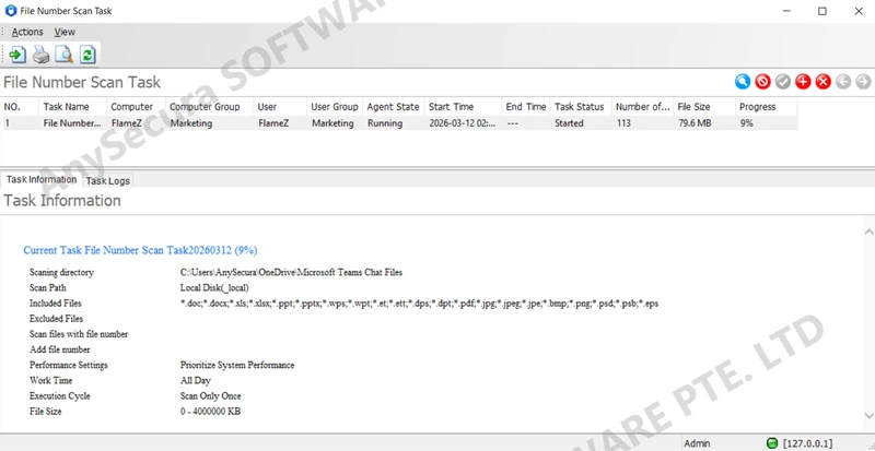 AnySecura Document ID Scanning Task interface