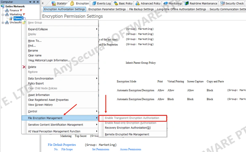 AnySecura Document Security Management: Operation Workflow interface