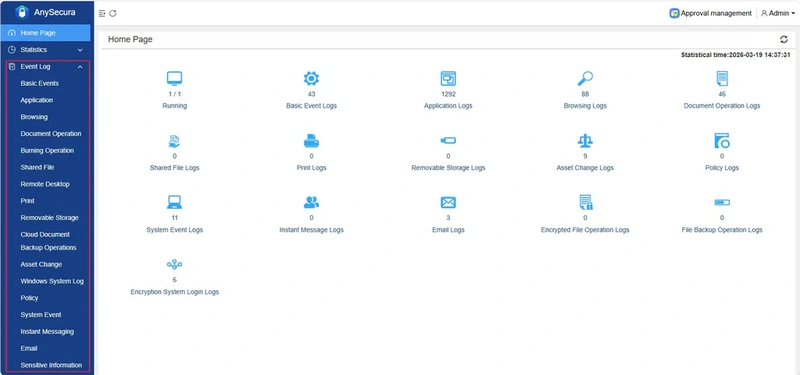 AnySecura Logs interface
